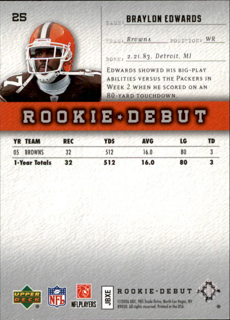 A1866- 2006 Upper Deck Rookie Debut FB +Inserts -You Pick- 15+ FREE US SHIP - Picture 49 of 359