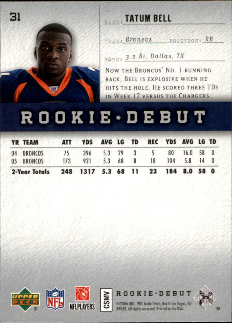 A1866- 2006 Upper Deck Rookie Debut FB +Inserts -You Pick- 15+ FREE US SHIP - Picture 61 of 359