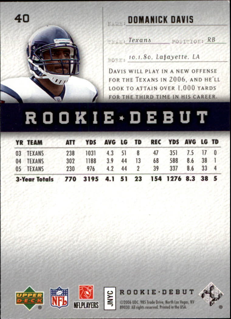 A1866- 2006 Upper Deck Rookie Debut FB +Inserts -You Pick- 15+ FREE US SHIP - Picture 77 of 359