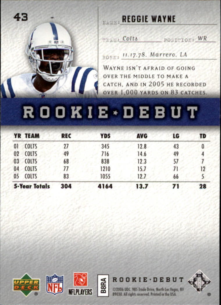 A1866- 2006 Upper Deck Rookie Debut FB +Inserts -You Pick- 15+ FREE US SHIP - Picture 81 of 359