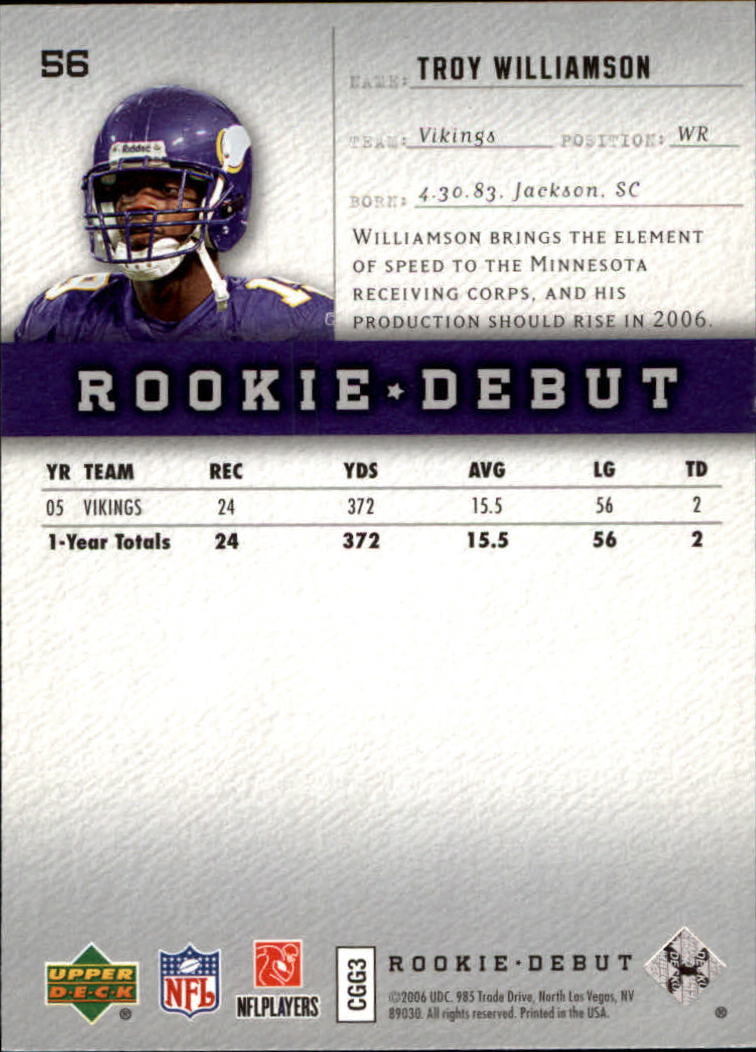 A1866- 2006 Upper Deck Rookie Debut FB +Inserts -You Pick- 15+ FREE US SHIP - Picture 107 of 359