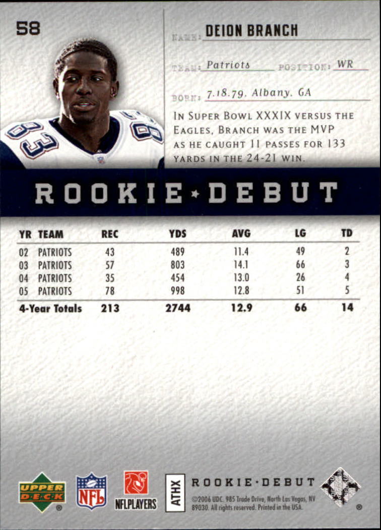 A1866- 2006 Upper Deck Rookie Debut FB +Inserts -You Pick- 15+ FREE US SHIP - Picture 109 of 359