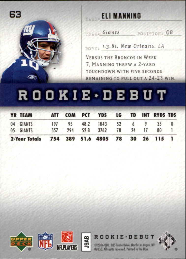 A1866- 2006 Upper Deck Rookie Debut FB +Inserts -You Pick- 15+ FREE US SHIP - Picture 119 of 359