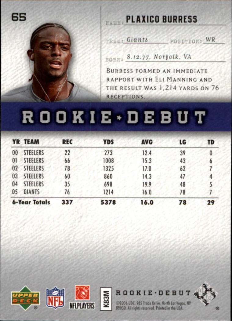 A1866- 2006 Upper Deck Rookie Debut FB +Inserts -You Pick- 15+ FREE US SHIP - Picture 123 of 359