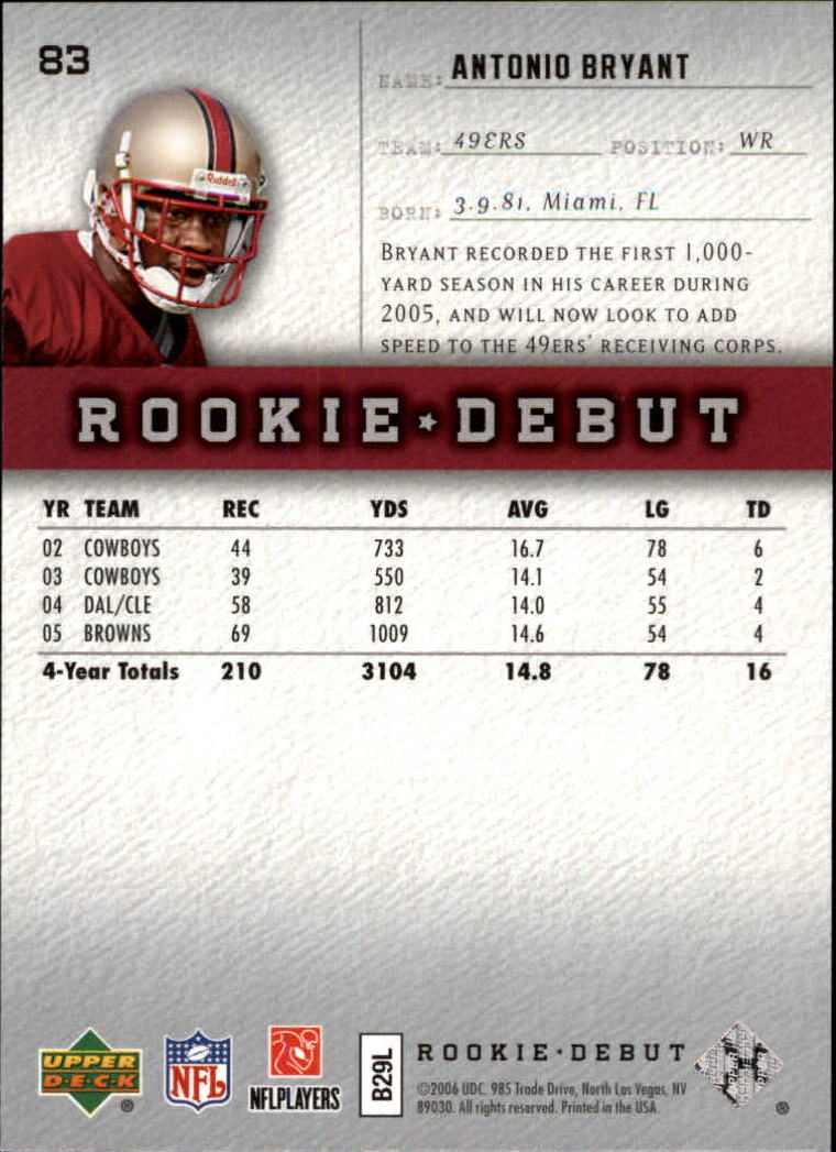 A1866- 2006 Upper Deck Rookie Debut FB +Inserts -You Pick- 15+ FREE US SHIP - Picture 159 of 359