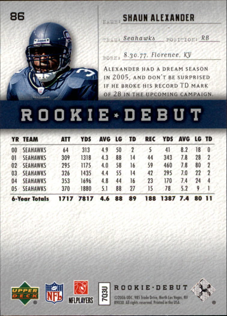 A1866- 2006 Upper Deck Rookie Debut FB +Inserts -You Pick- 15+ FREE US SHIP - Picture 165 of 359
