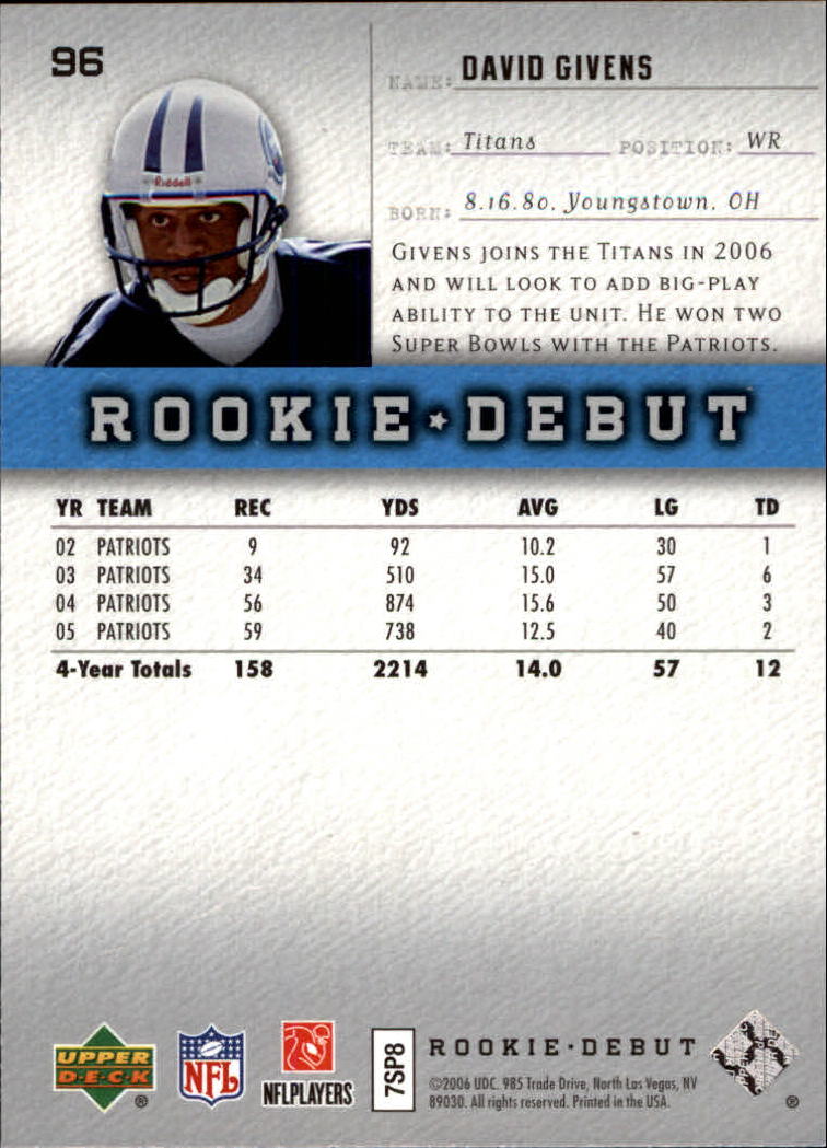 A1866- 2006 Upper Deck Rookie Debut FB +Inserts -You Pick- 15+ FREE US SHIP - Picture 185 of 359