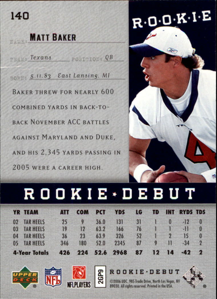 A1866- 2006 Upper Deck Rookie Debut FB +Inserts -You Pick- 15+ FREE US SHIP - Picture 231 of 359