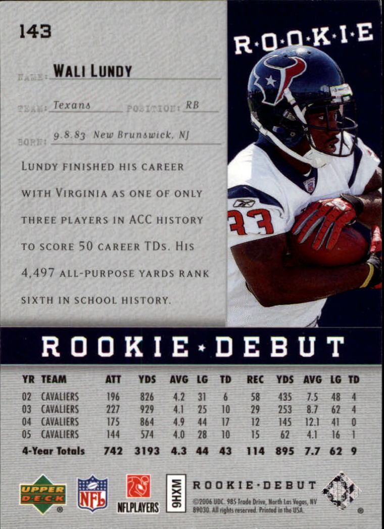 A1866- 2006 Upper Deck Rookie Debut FB +Inserts -You Pick- 15+ FREE US SHIP - Picture 237 of 359