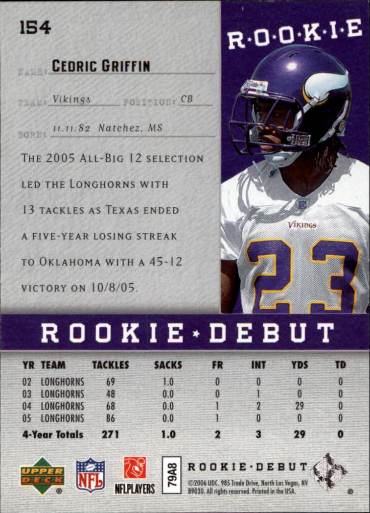 A1866- 2006 Upper Deck Rookie Debut FB +Inserts -You Pick- 15+ FREE US SHIP - Picture 255 of 359