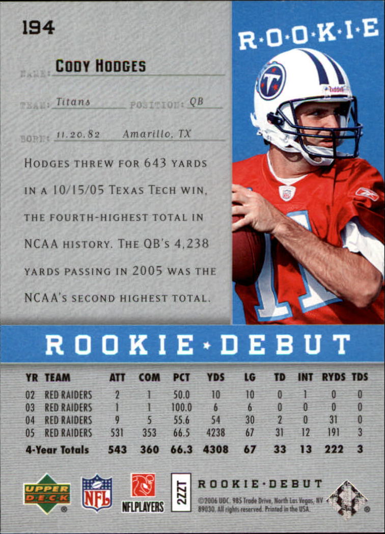 A1866- 2006 Upper Deck Rookie Debut FB +Inserts -You Pick- 15+ FREE US SHIP - Picture 303 of 359