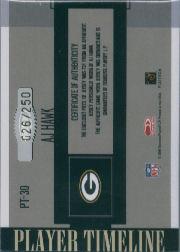 2006 Donruss Gridiron Gear Player Timeline Jerseys #30 A.J. Hawk/250 back image