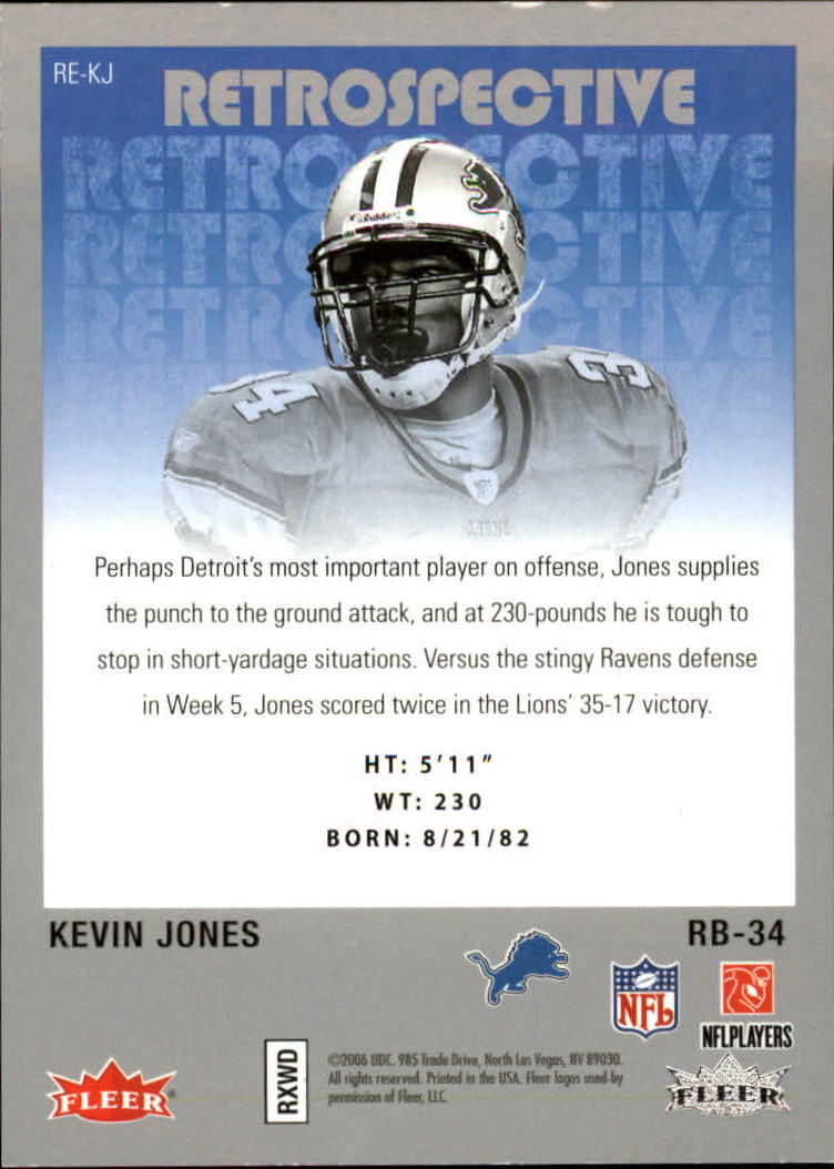 2006 Hot Prospects Retrospective #REKJ Kevin Jones back image