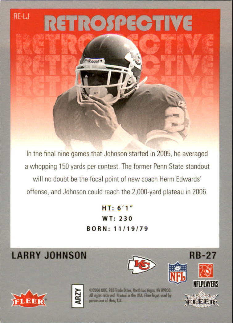 2006 Hot Prospects Retrospective #RELJ Larry Johnson back image