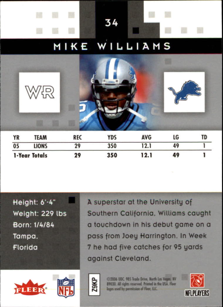2006 Hot Prospects #34 Mike Williams back image