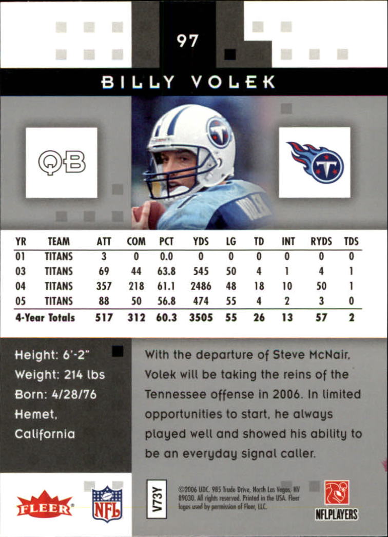 2006 Hot Prospects #97 Billy Volek back image