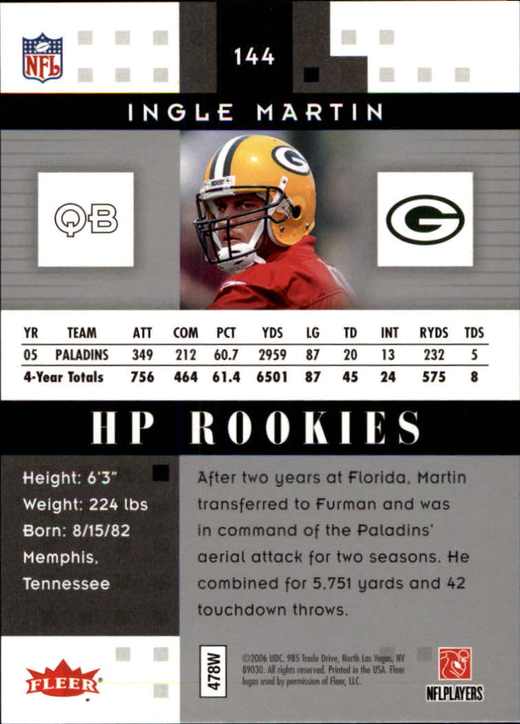 2006 Hot Prospects #144 Ingle Martin RC back image