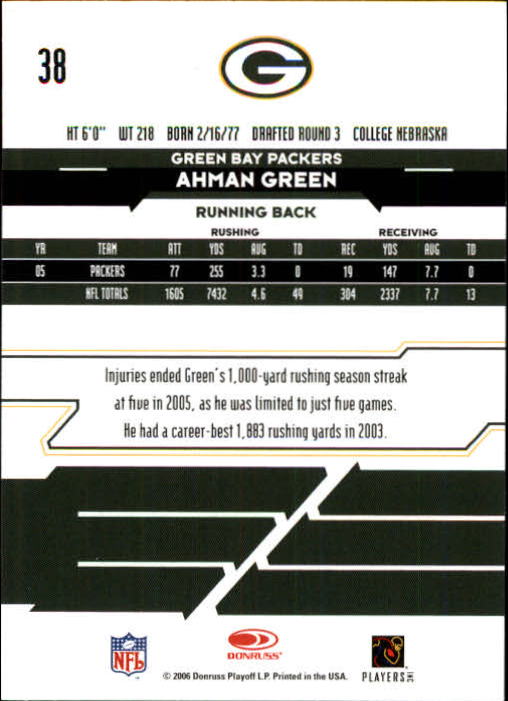 2006 Leaf Rookies and Stars #38 Ahman Green back image