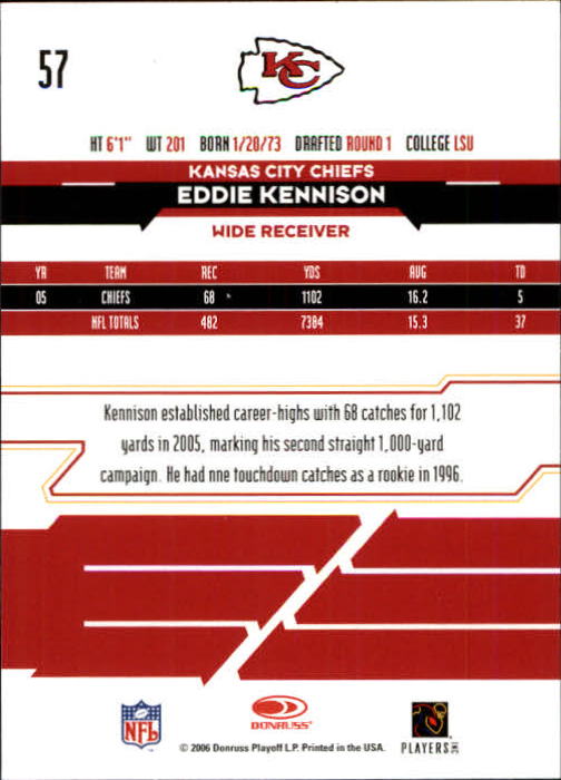 2006 Leaf Rookies and Stars #57 Eddie Kennison back image