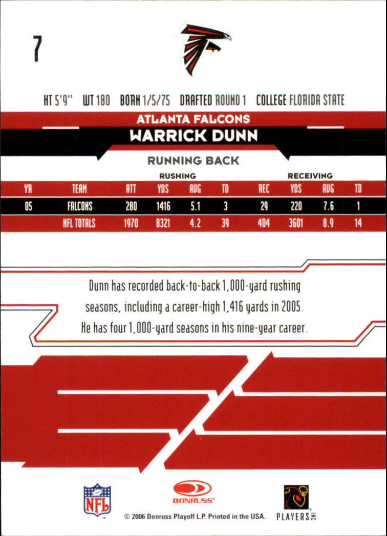 2006 Leaf Rookies and Stars Longevity Target Sapphire Parallel #7 Warrick Dunn back image
