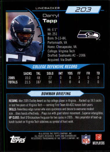 A1971- 2006 Bowman Football Cards 201-275 +Inserts -You Pick- 15+ FREE US SHIP - Picture 5 of 348