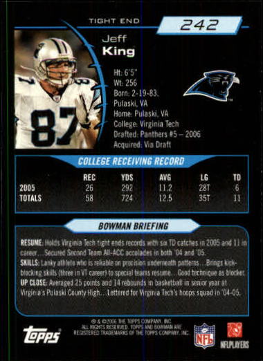 A1971- 2006 Bowman Football Cards 201-275 +Inserts -You Pick- 15+ FREE US SHIP - Picture 83 of 348