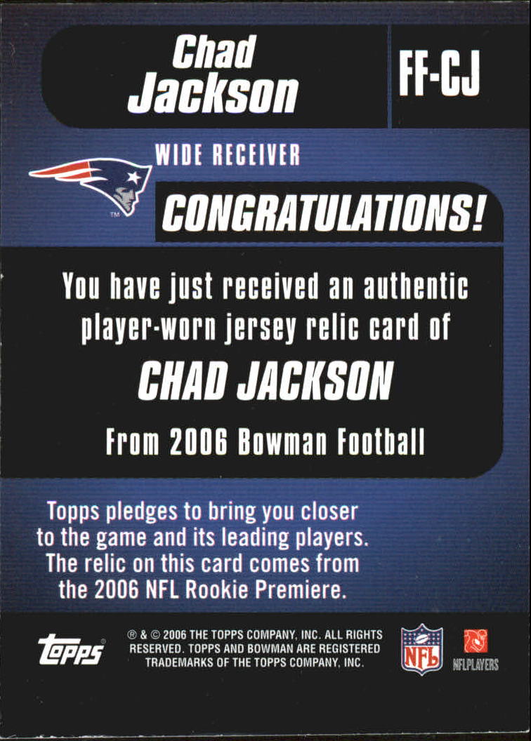 2006 Bowman Fabric of the Future #FFCJ Chad Jackson B back image