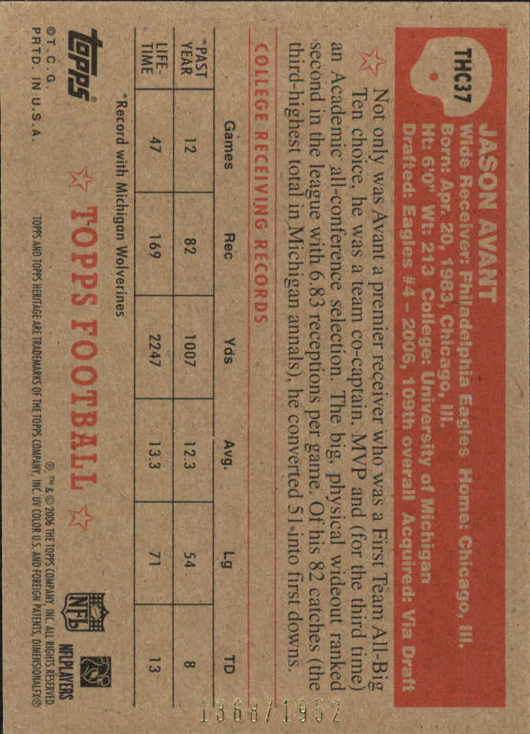 A0751- 2006 Topps Heritage Fb Verschieden Einsatz Karten -du Pick- 15 + Gratis - Bild 244 von 300