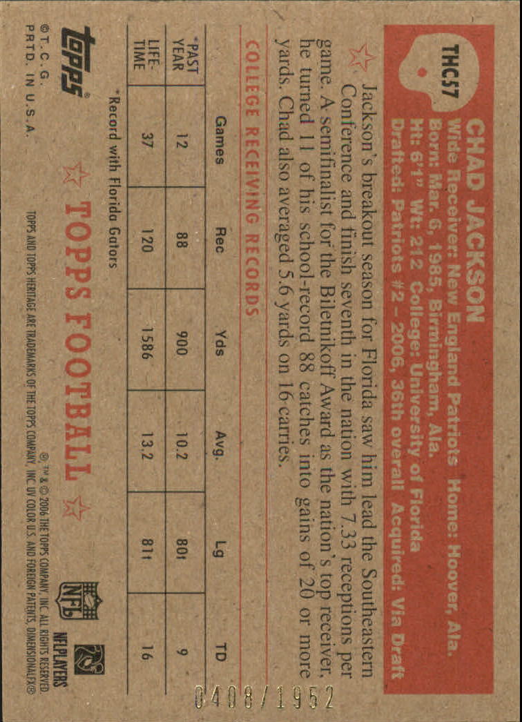 A0751- 2006 Topps Heritage Fb Verschieden Einsatz Karten -du Pick- 15 + Gratis - Bild 252 von 300