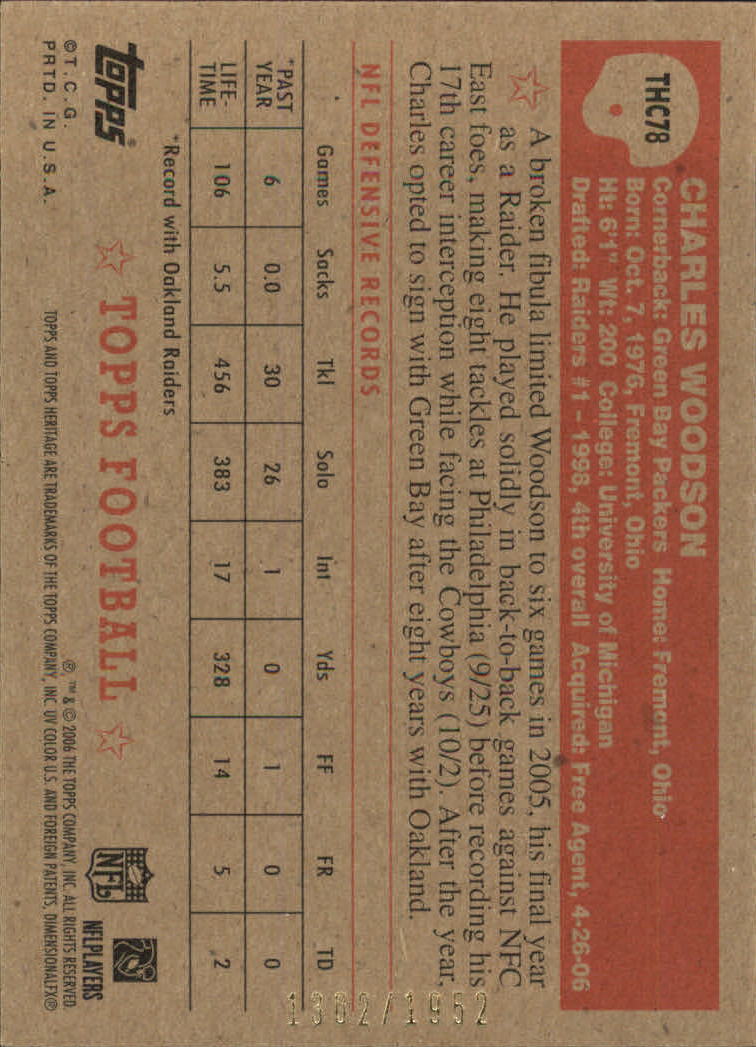 A0751- 2006 Topps Heritage Fb Verschieden Einsatz Karten -du Pick- 15 + Gratis - Bild 270 von 300