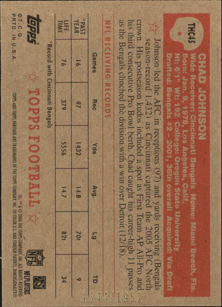A0751- 2006 Topps Heritage Fb Verschieden Einsatz Karten -du Pick- 15 + Gratis - Bild 217 von 300