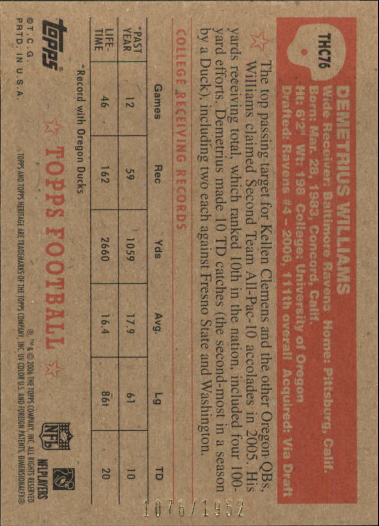 A0751- 2006 Topps Heritage Fb Verschieden Einsatz Karten -du Pick- 15 + Gratis - Bild 219 von 300