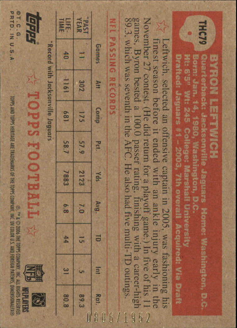 A0751- 2006 Topps Heritage Fb Verschieden Einsatz Karten -du Pick- 15 + Gratis - Bild 221 von 300