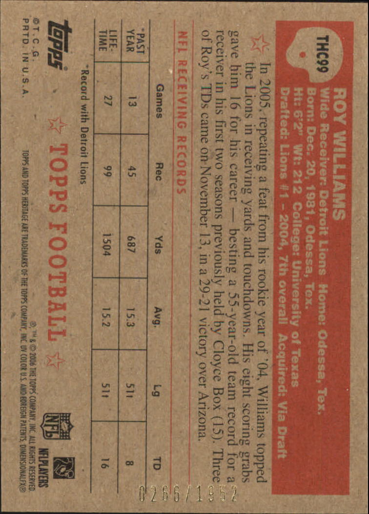 A0751- 2006 Topps Heritage Fb Verschieden Einsatz Karten -du Pick- 15 + Gratis - Bild 225 von 300