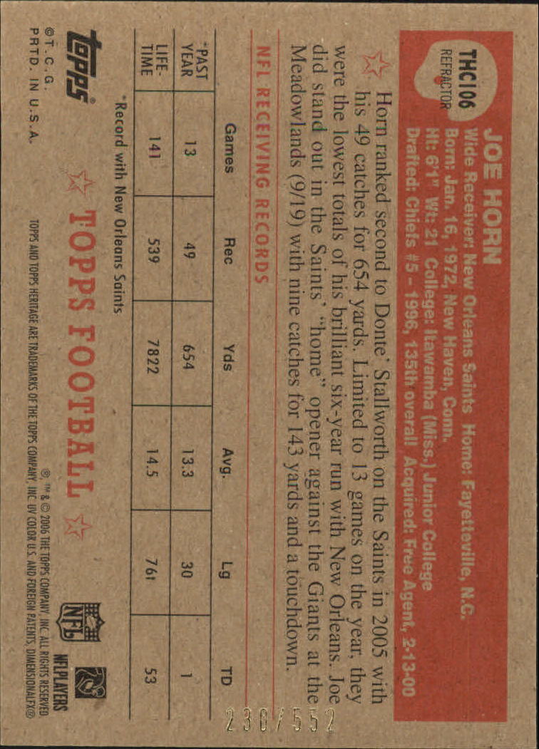 A0751- 2006 Topps Heritage Fb Verschieden Einsatz Karten -du Pick- 15 + Gratis - Bild 278 von 300