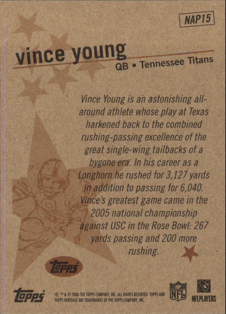 2006 Topps Heritage New Age Performers #NAP15 Vince Young back image