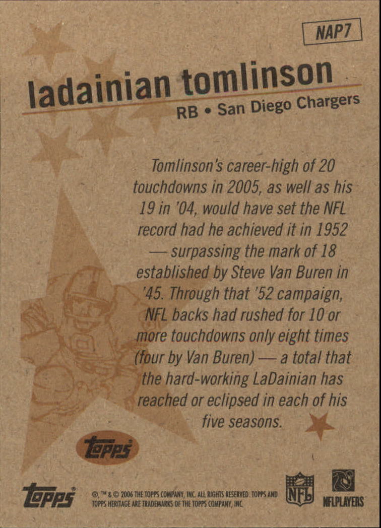 2006 Topps Heritage New Age Performers #NAP7 LaDainian Tomlinson back image