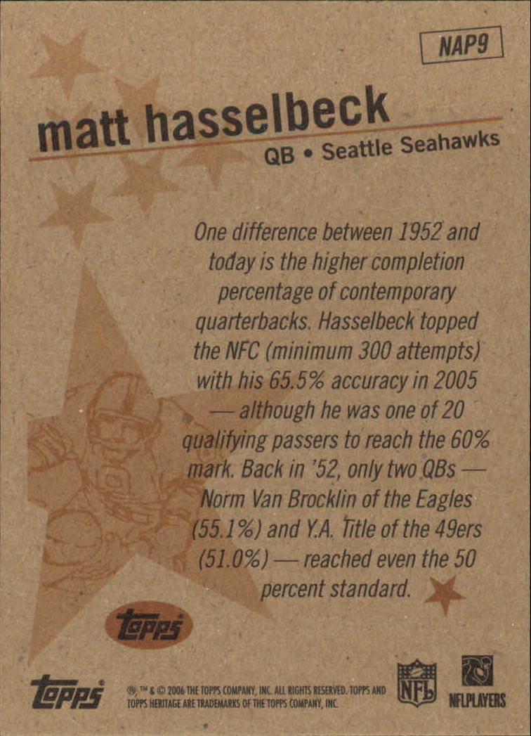 2006 Topps Heritage New Age Performers #NAP9 Matt Hasselbeck back image