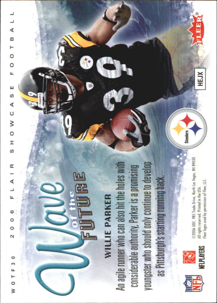 2006 Flair Showcase Wave of the Future #WOTF30 Willie Parker back image