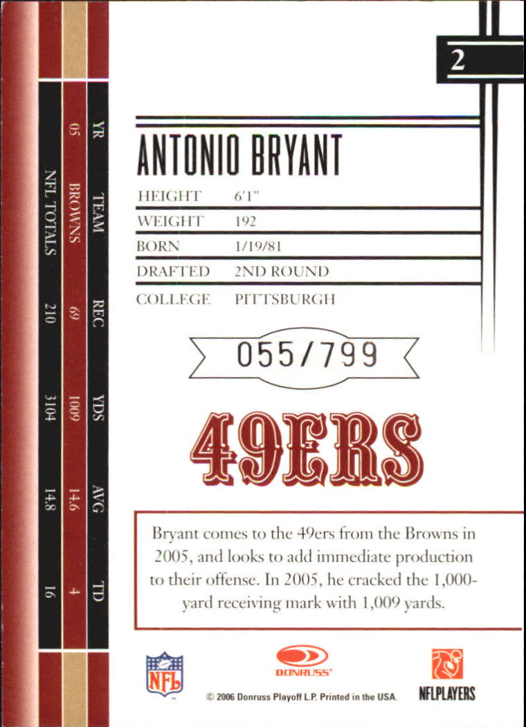 2006 Leaf Limited #2 Antonio Bryant back image