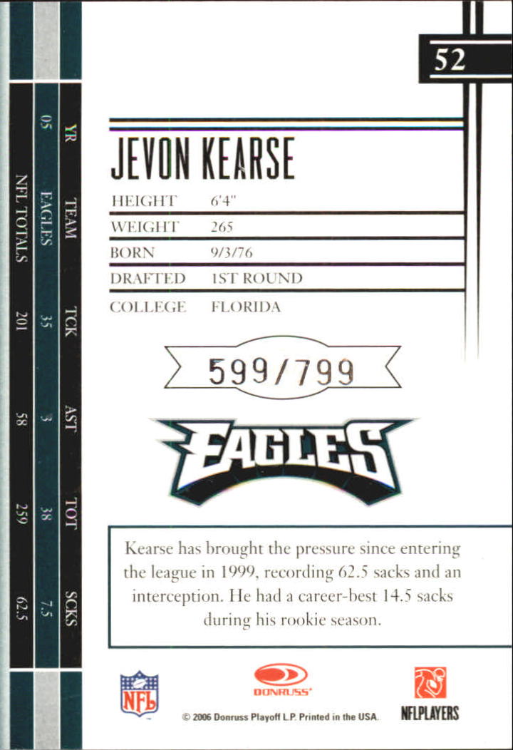 2006 Leaf Limited #52 Jevon Kearse back image