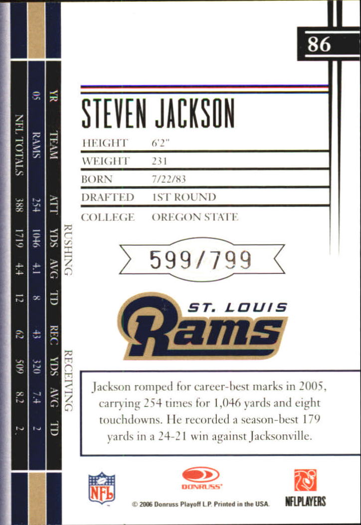 2006 Leaf Limited #86 Steven Jackson back image