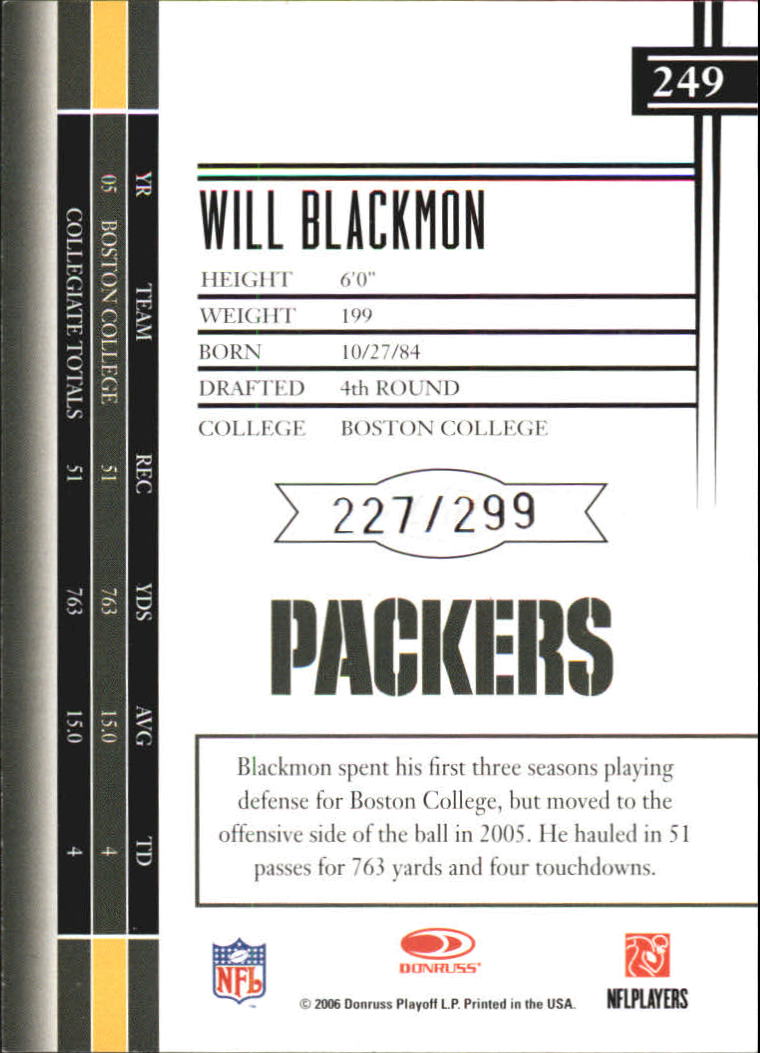 2006 Leaf Limited #249 Will Blackmon RC back image