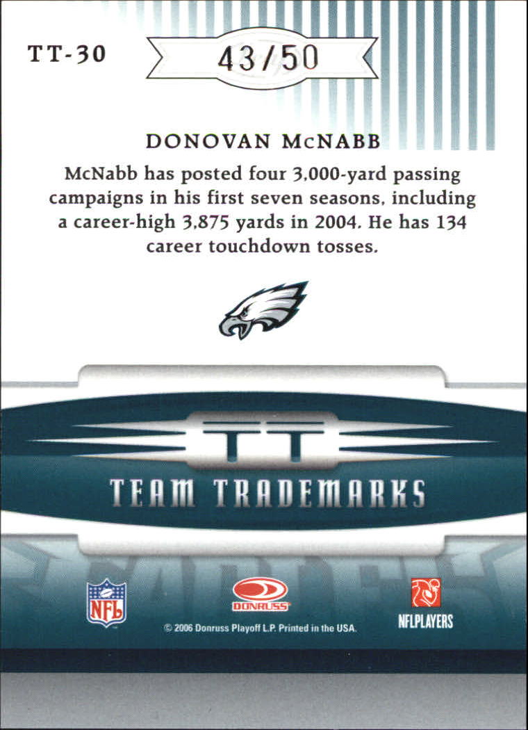 2006 Leaf Limited Team Trademarks Holofoil #30 Donovan McNabb back image