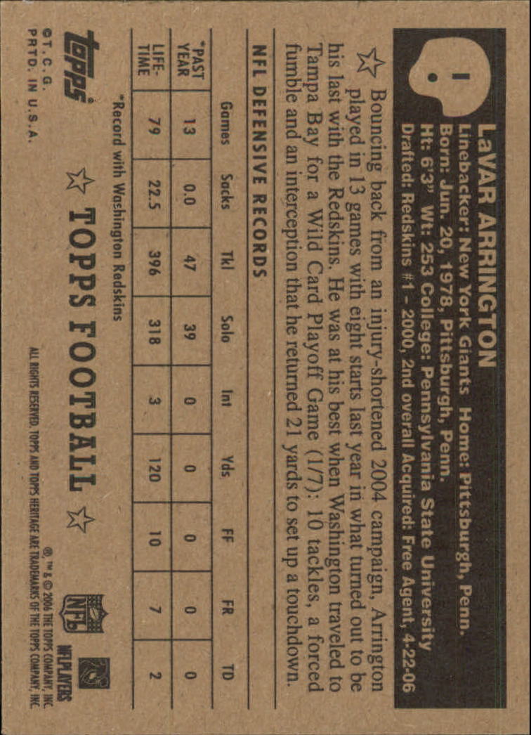 A0751- 2006 Topps Heritage Fb Verschieden Einsatz Karten -du Pick- 15 + Gratis - Bild 13 von 300