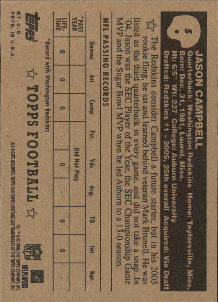 A0751- 2006 Topps Heritage Fb Verschieden Einsatz Karten -du Pick- 15 + Gratis - Bild 21 von 300
