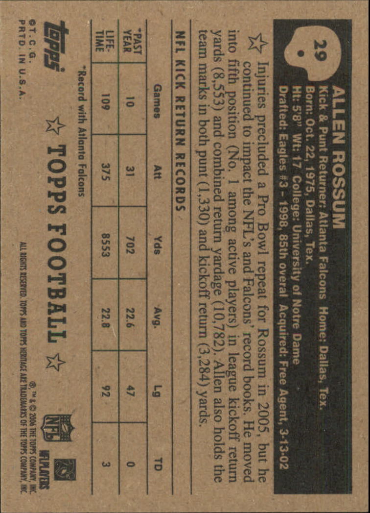 A0751- 2006 Topps Heritage Fb Verschieden Einsatz Karten -du Pick- 15 + Gratis - Bild 61 von 300