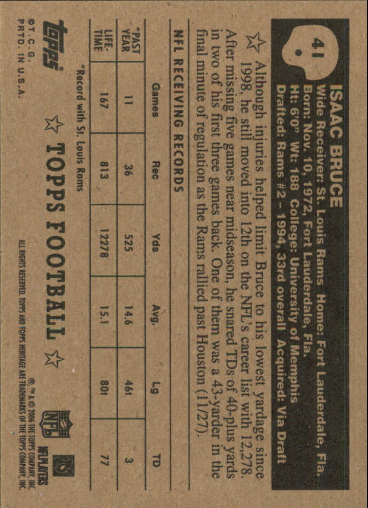 A0751- 2006 Topps Heritage Fb Verschieden Einsatz Karten -du Pick- 15 + Gratis - Bild 161 von 300