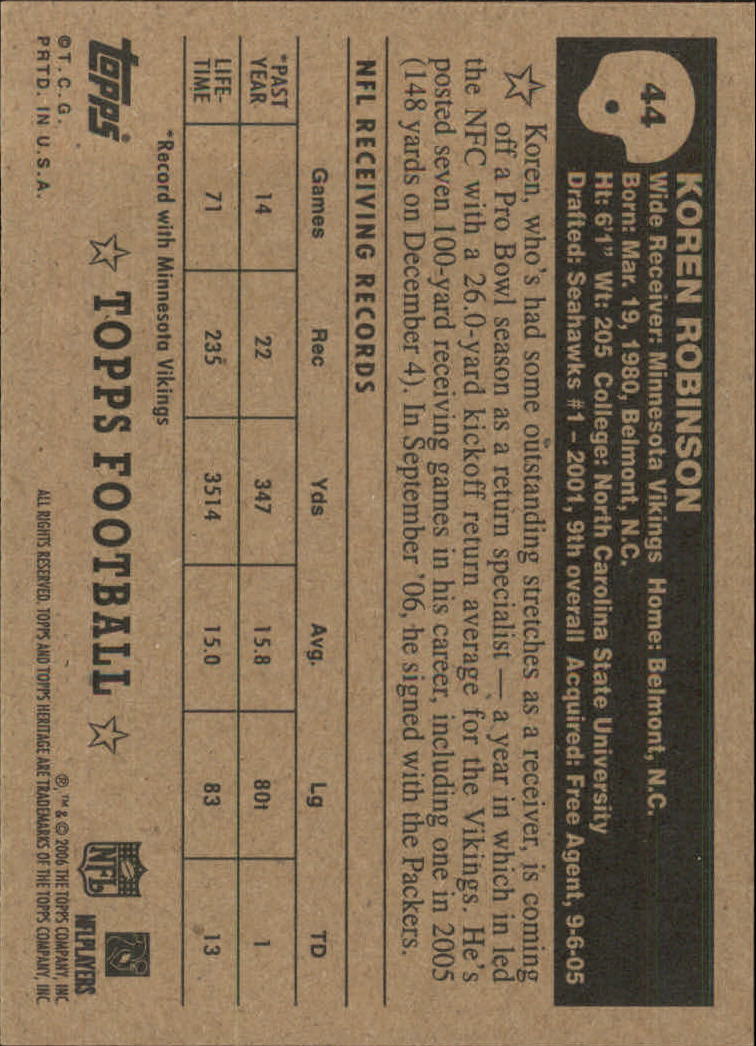 A0751- 2006 Topps Heritage Fb Verschieden Einsatz Karten -du Pick- 15 + Gratis - Bild 83 von 300