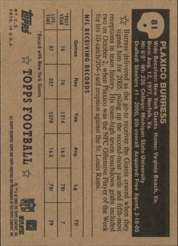 A0751- 2006 Topps Heritage Fb Verschieden Einsatz Karten -du Pick- 15 + Gratis - Bild 119 von 300